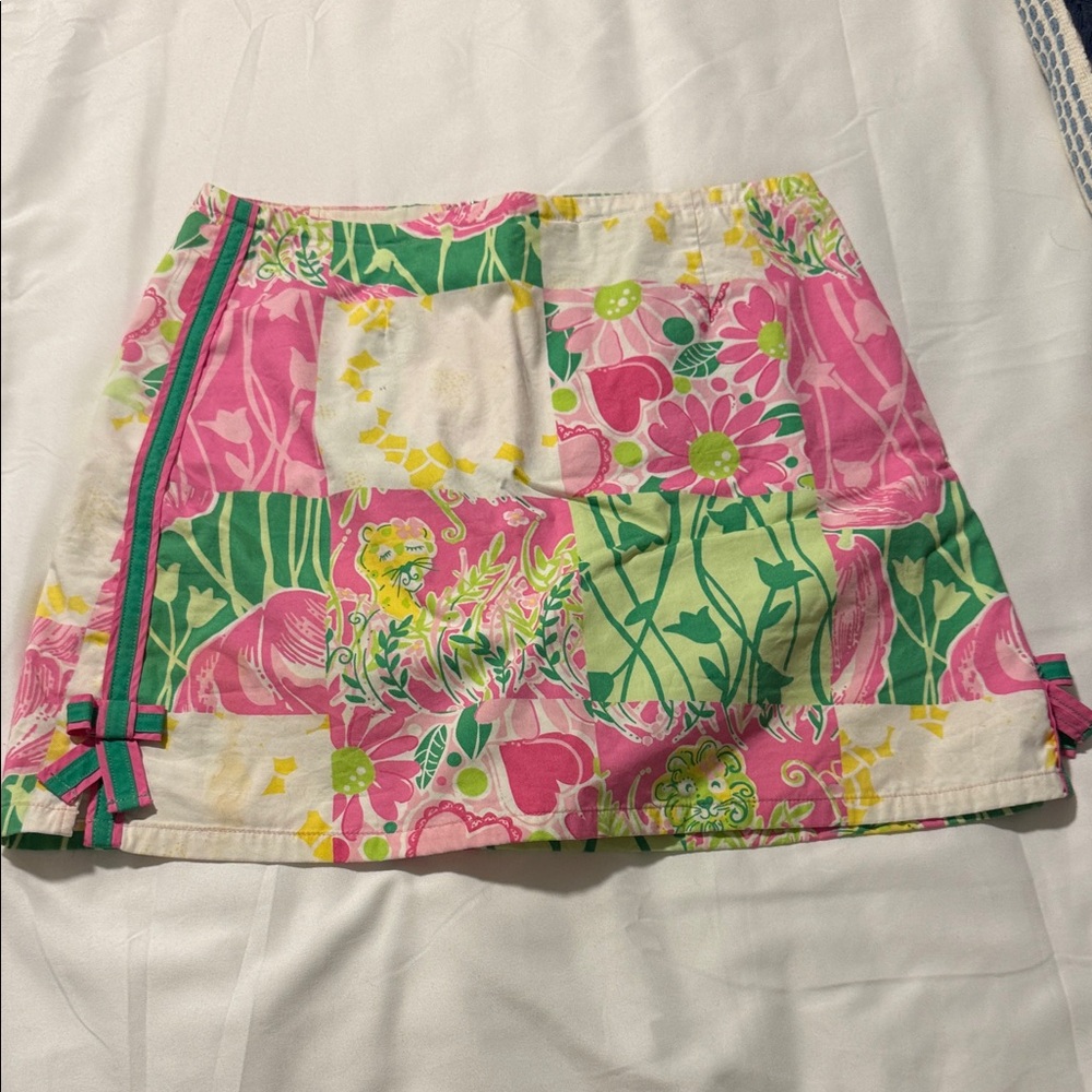 Lilly Pulitzer Pink and Green Floral Skirt
